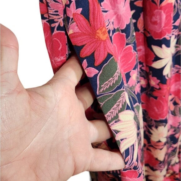 Sugarlips Sleeveless Floral Tiered‎ Maxi Dress V-neck Pockets Ruffle Pink Red XS - Picture 5 of 12